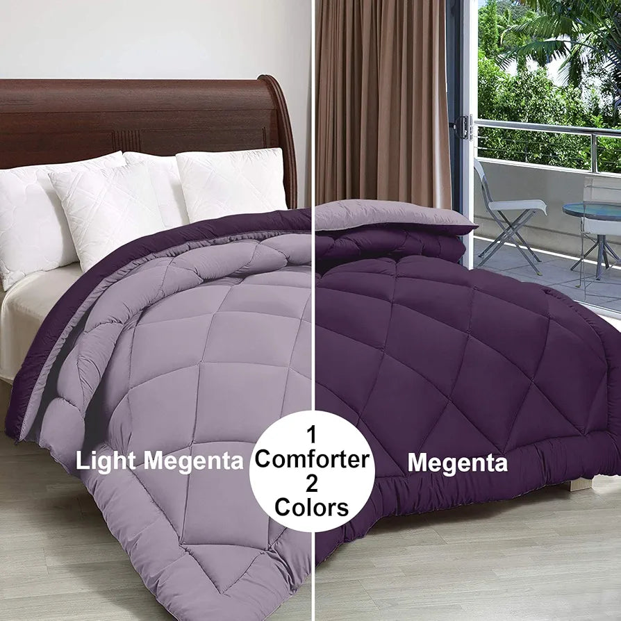 Cloth Fusion Reversible AC Comforter Set Double Bed 220 GSM,Soft Microfibre King Size Quilt Blanket for Winter